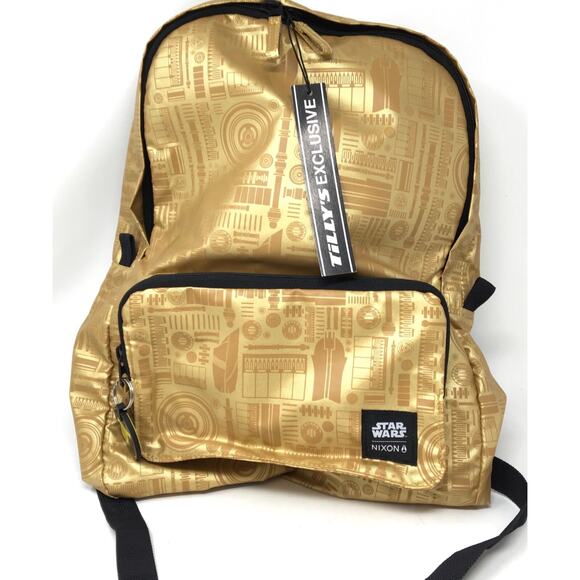 NWT Nixon X Star Wars Tillys Gold Book Bag Backpack 100% Polyester C2701SW - Picture 2 of 4